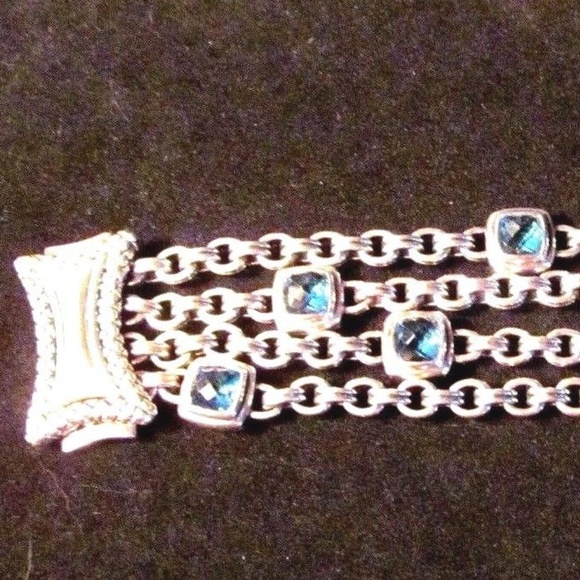 SCOTT KAY SS MULTI LINK BLUE TOPAZ BRACELET - Picture 7 of 9